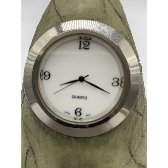 Vintage Ugly Mystical Face Quartz Clock Japan Green Elf Needs Battery Untested - Picture 4 of 5